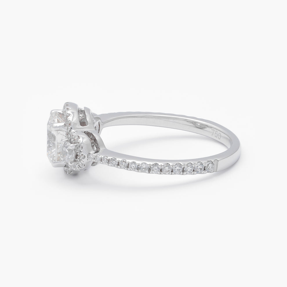 Trinity Halo 18ct Diamond Engagement Ring