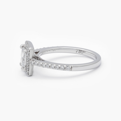 Princess Cut Halo Diamond 18ct White Gold Engagement Ring