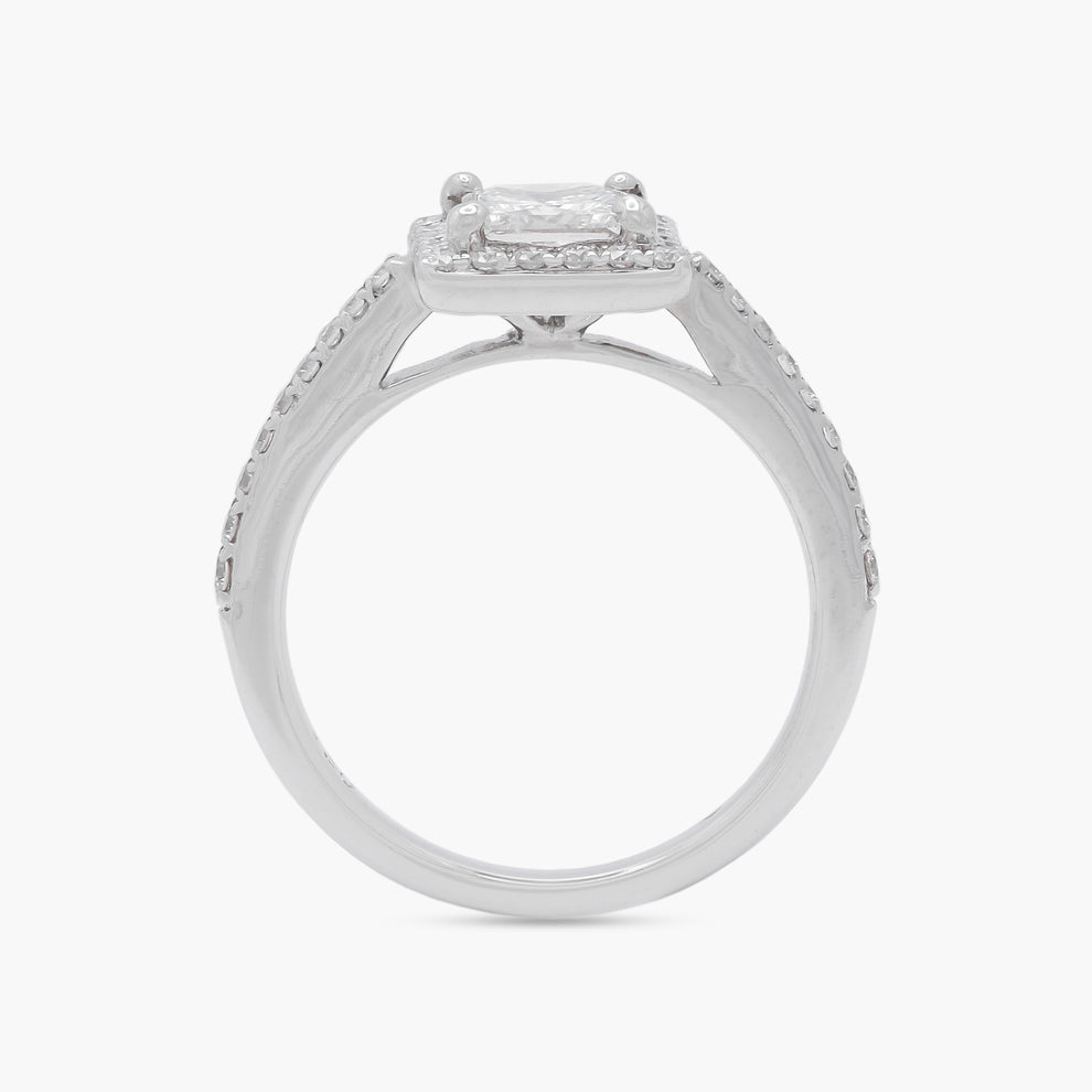 Princess Cut Halo Diamond 18ct White Gold Engagement Ring