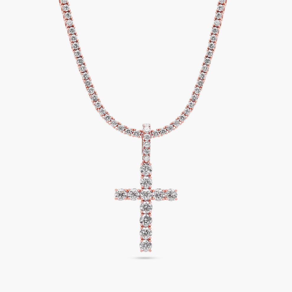 Cross Diamond 9ct Rose Gold Pendant