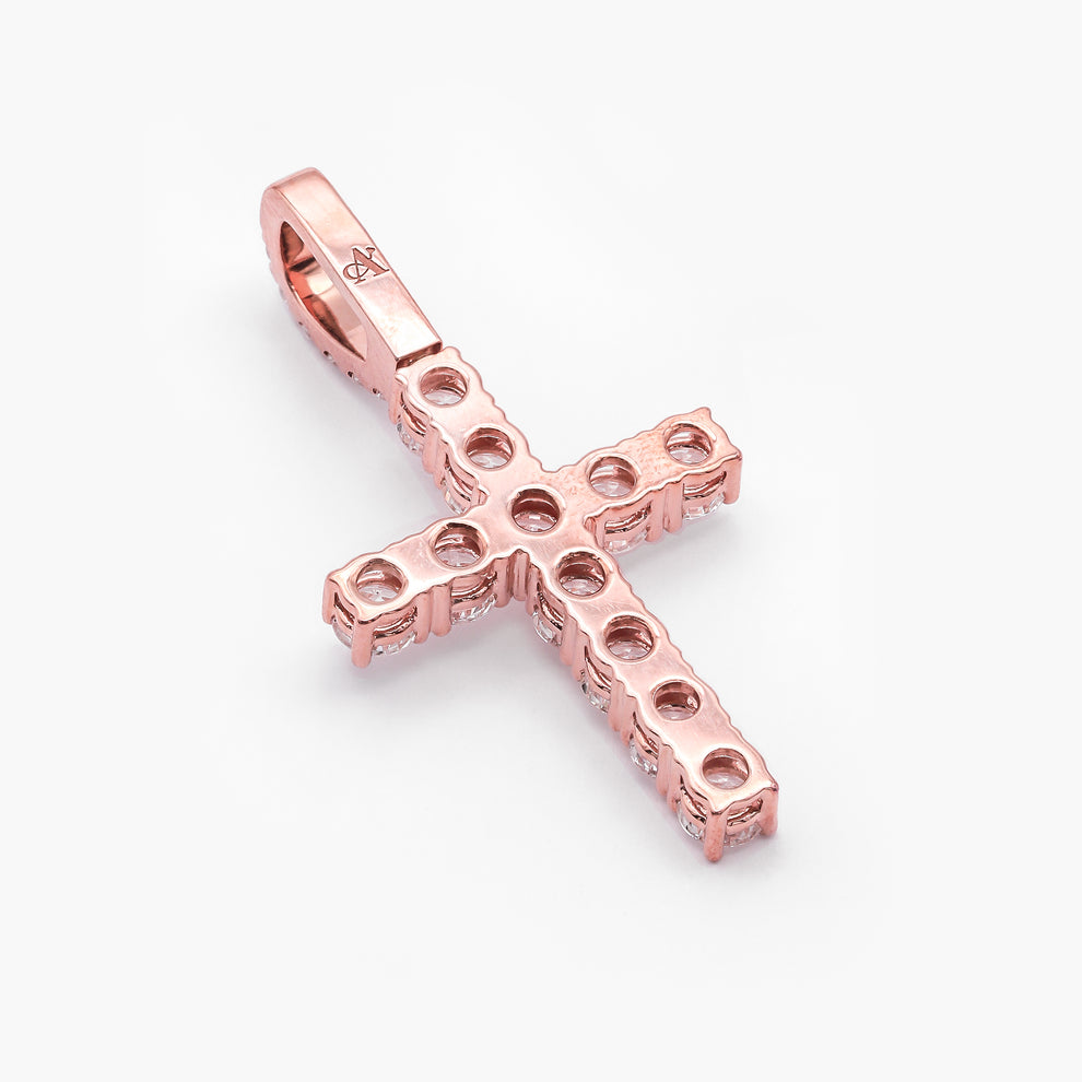 Cross Diamond 9ct Rose Gold Pendant