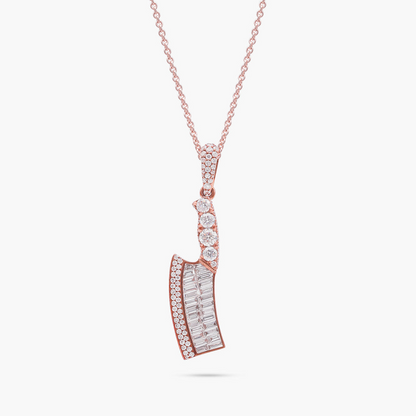 Meat Cleaver Pendant 9ct Rose Gold Diamond Set