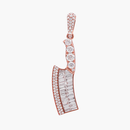 Meat Cleaver Pendant 9ct Rose Gold Diamond Set