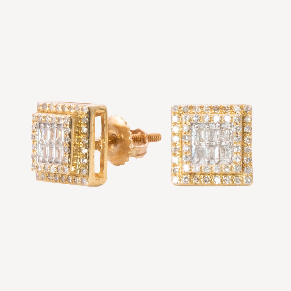 Carly Gold Diamond Square Earrings