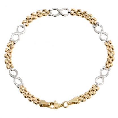 9ct Yellow & White Gold Infinity Bracelet