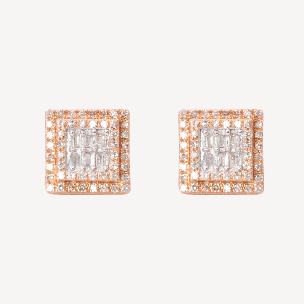 Carly Gold Diamond Square Earrings