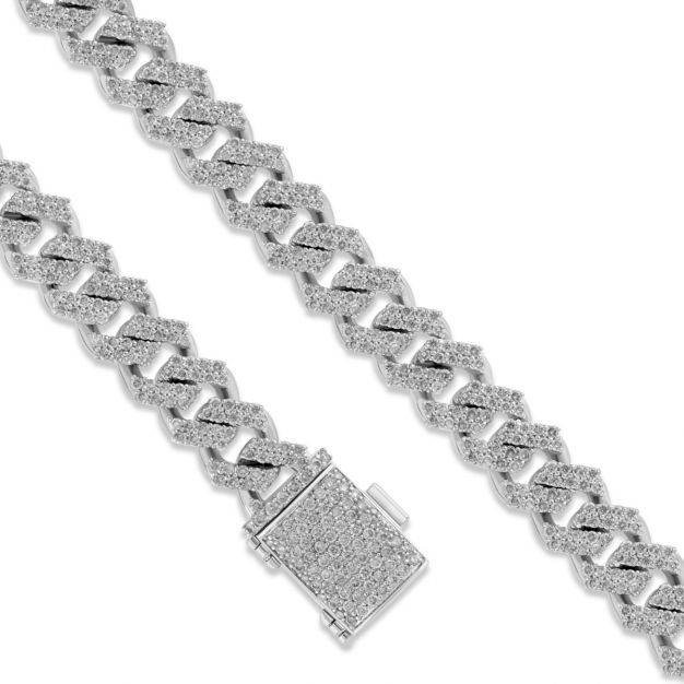 9ct White Gold 3.7ct Diamond Set Prong Bracelet