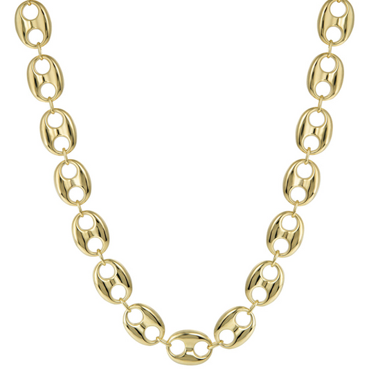 Puffed Gucci Link Chain Necklace 10K Yellow Gold