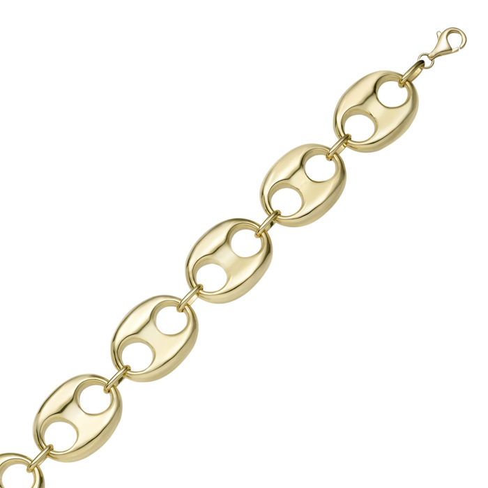 Women's Puffed Gucci Link Chain Bracelet 10K & 14K Yellow Gold - Hollow