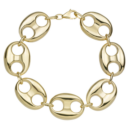 Women's Puffed Gucci Link Chain Bracelet 10K & 14K Yellow Gold - Hollow