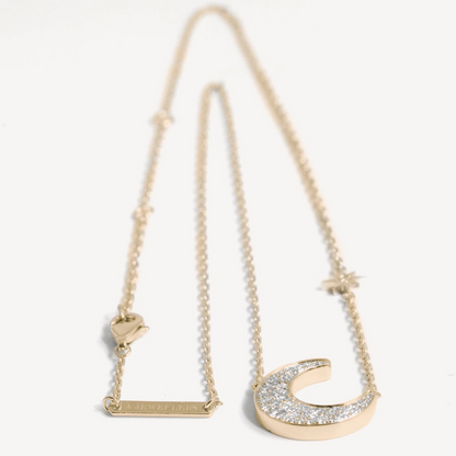 Gold Diamond Moon Necklace